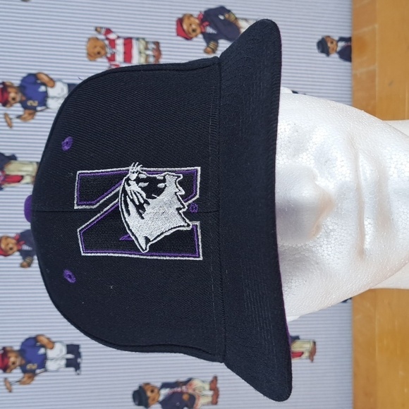 Vintage Northwestern University Wildcats embroidered spellout black & purple hat - Picture 1 of 7